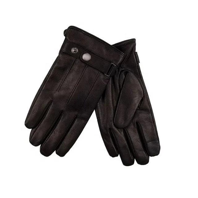 Custom Leather Mens Winter Gloves/Men Fashion Leather Fleece Lining Gloves