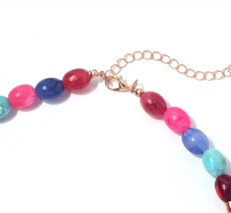 Handmade Multicolored Resin Acrylic Beads link Collar Necklace For Women Statement Turquoise Choker Necklace Jewelry Wholesale