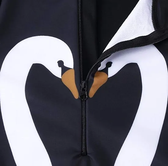 Kids Girls Rashguard Swimsuit UV 50+ Long Sleeve One Piece Black Swan  Swimwear 4-11Y