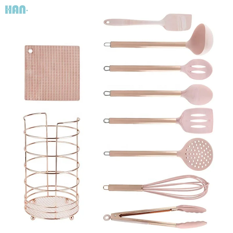 
 Прямая поставка с завода, силиконовая кухонная утварь, набор термостойких безопасных силиконовых кухонных принадлежностей с силиконовым покрытием  