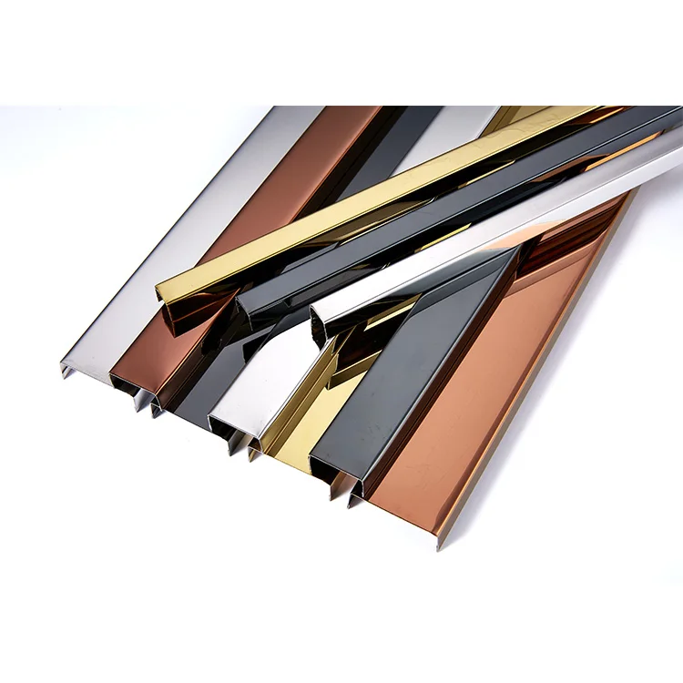 Wall metal tile divid strip u channel wall stainless steel tile trim