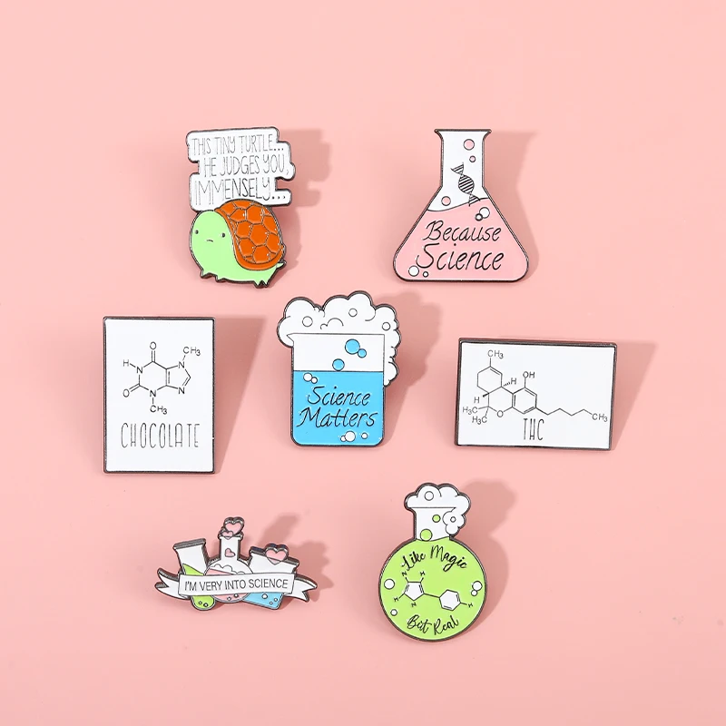 Enamel Pins Chemical Equipment Style Bottle Chemical Formula  Punk Badge Backpack Jewelry Student Gift Metal Customizable Brooch