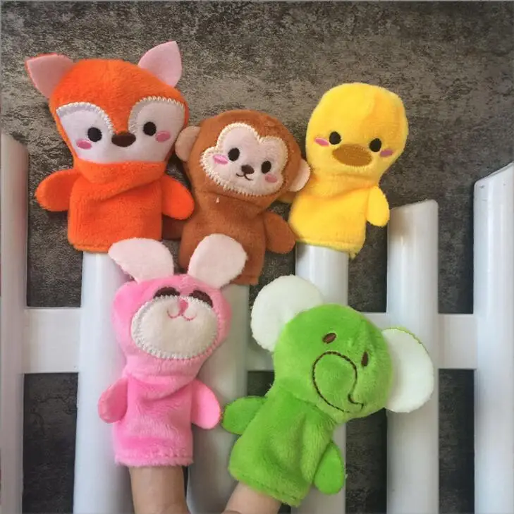 Wholesale  Animal Family Doll House Set Finger Puppet Promotional Gift and Craft Plush Soft Hand Toys Custom Logo and Color