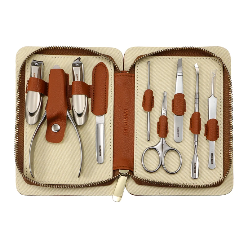 MISS YOU   9 Pcs Personal Manicure Set - Stainless Steel Manicure Grooming KIT Manicure Pedicure Set with PU Leather Case