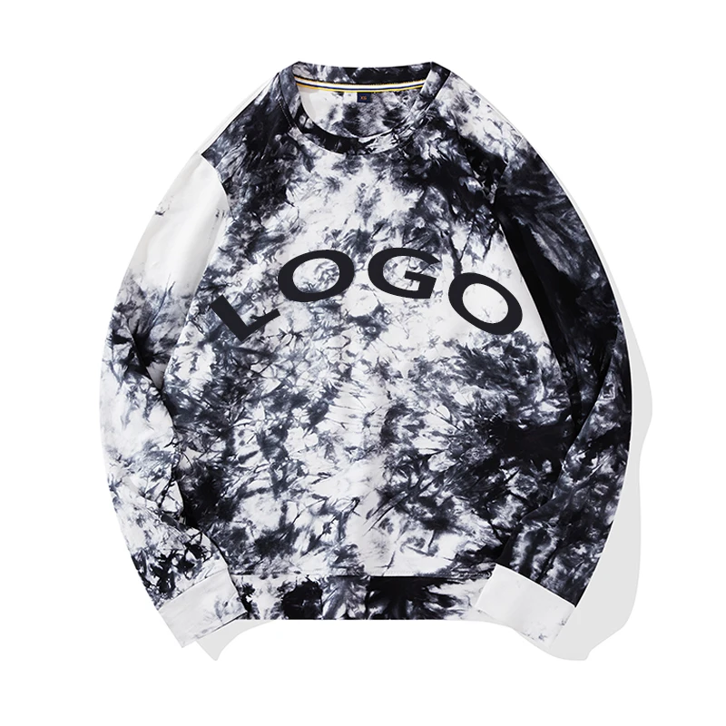 Wholesale Pastel Custom Logo Cotton Unisex Pullover Casual Hoodies Crew Neck Men Tie Dye Sweatshirt