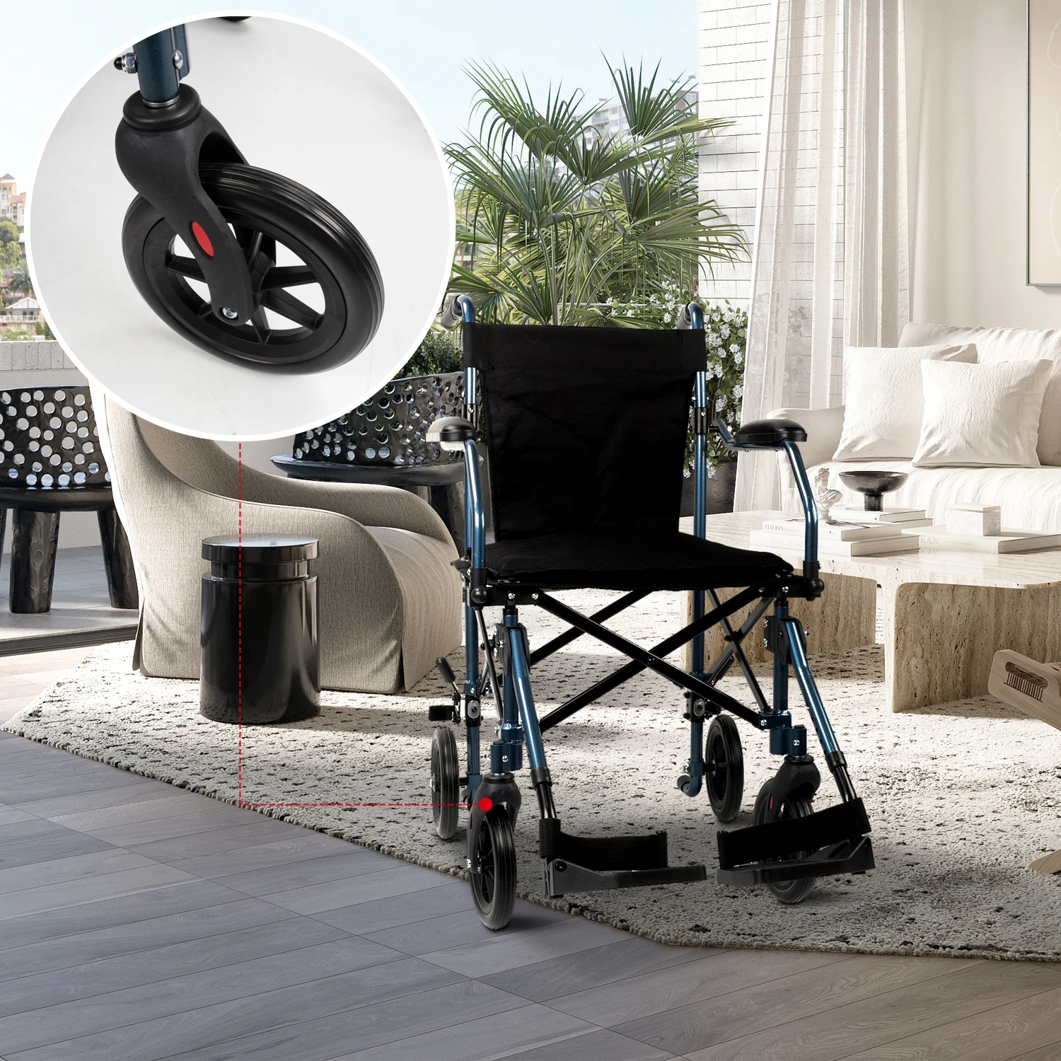 MSMT 200044 Aluminum Lightweight Folding Transport Wheelchair Manual beach wheelchair disabled outdoor entertainment wheelchair