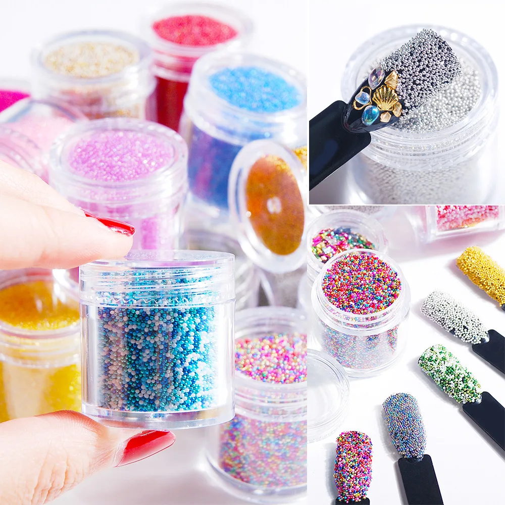 Transparent AB Symphony Colorful Bubble Beads Microbeads Glass Non-porous Small Beads Nail Caviar Beads
