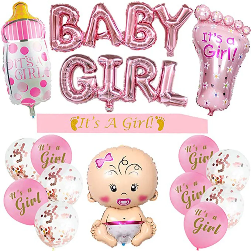 boy or  girl gender  reveal baby shower  party decorations foil  balloon latex  party  supplies