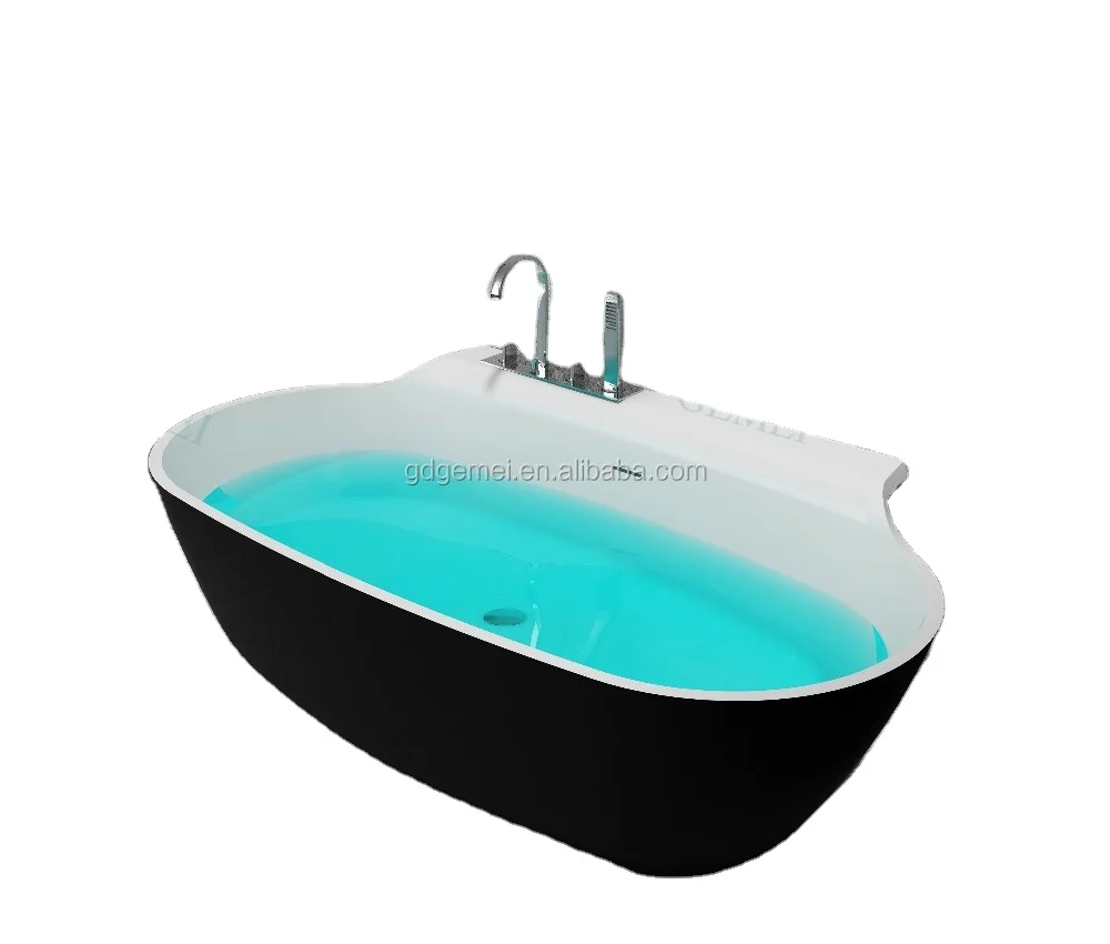 Luxury Solid Surface Freestanding Soaking Bath Tub Hot Tub for Apartment Artificial Stone Bathroom Bathtub