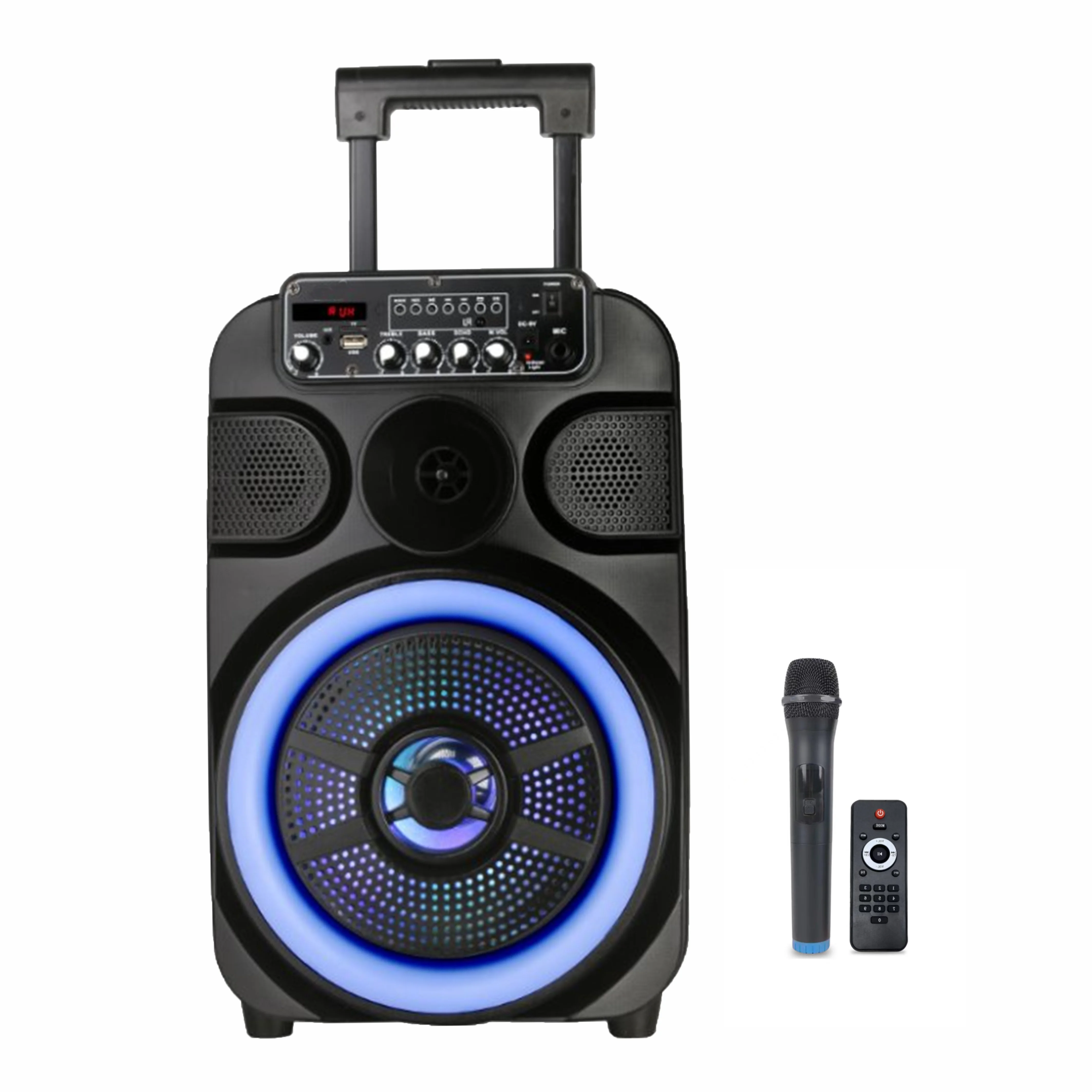 Single 12 Inch Stereo Professional Multimedia Battery Portable Trolley Speaker With Fire Light
