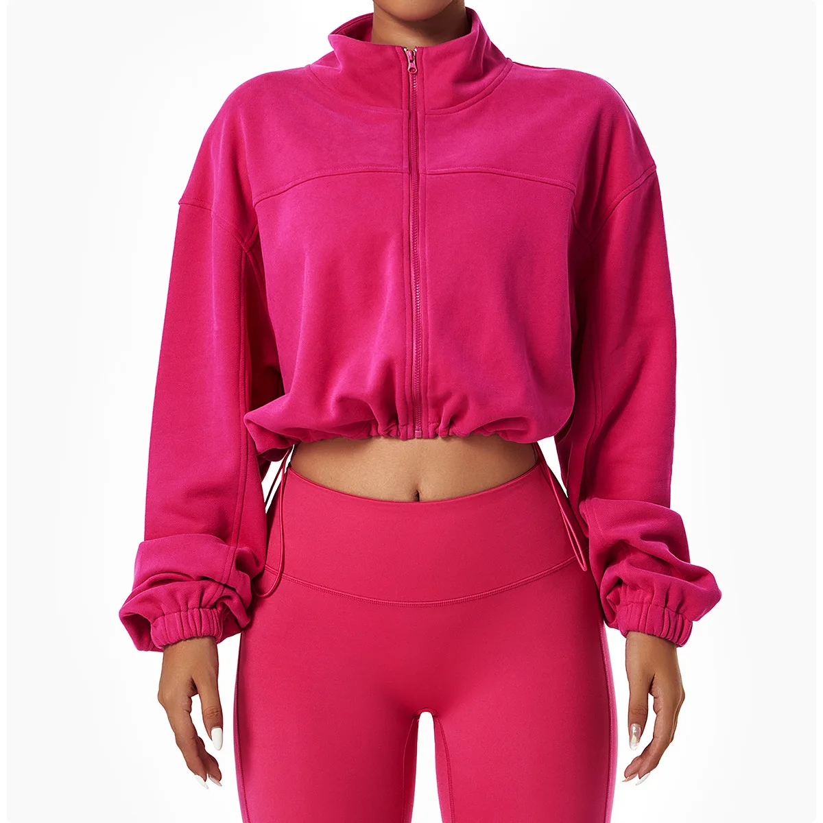 High Quality Sportswear Women Outfit Hoodie Jacket Sweatshirt Coat Yoga High Waist Leggings Set Top Female Gym Fitness Clothing