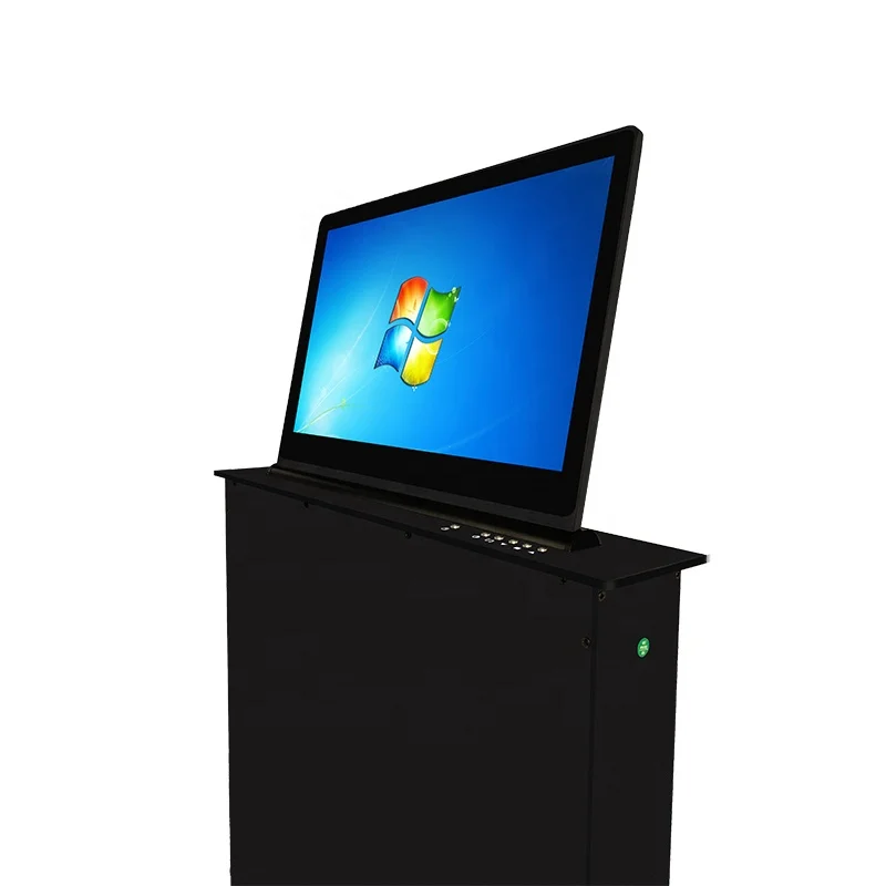 15.6 inch Thin Conference system lift with back panel confer lcd desktop motorized
