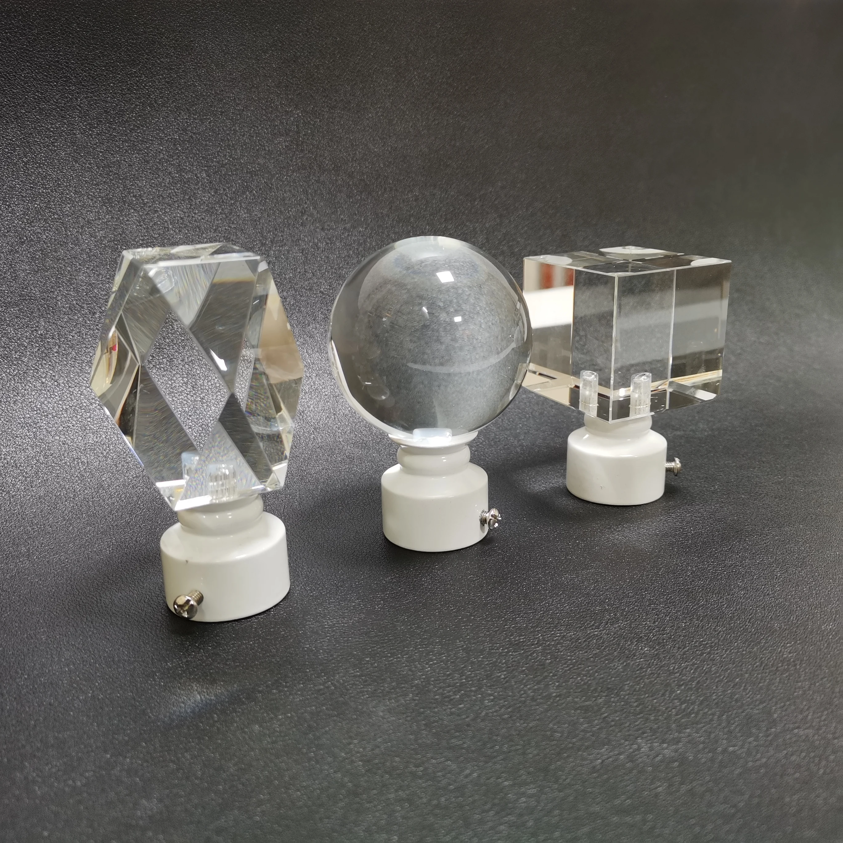 FN-GLI-01 High quality exquisite Customized crystal curtain rod end pieces