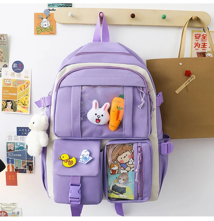 New Arrival 4 Pcs Set Unisex School backpack travel backpack Polyester Book for teegner Student Casual School bags
