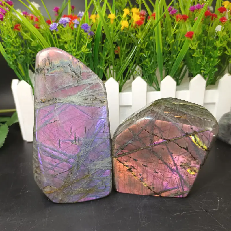 Wholesale pink purple flashy labradorite freeform healing crystal rainbow labradorite sand for decoration