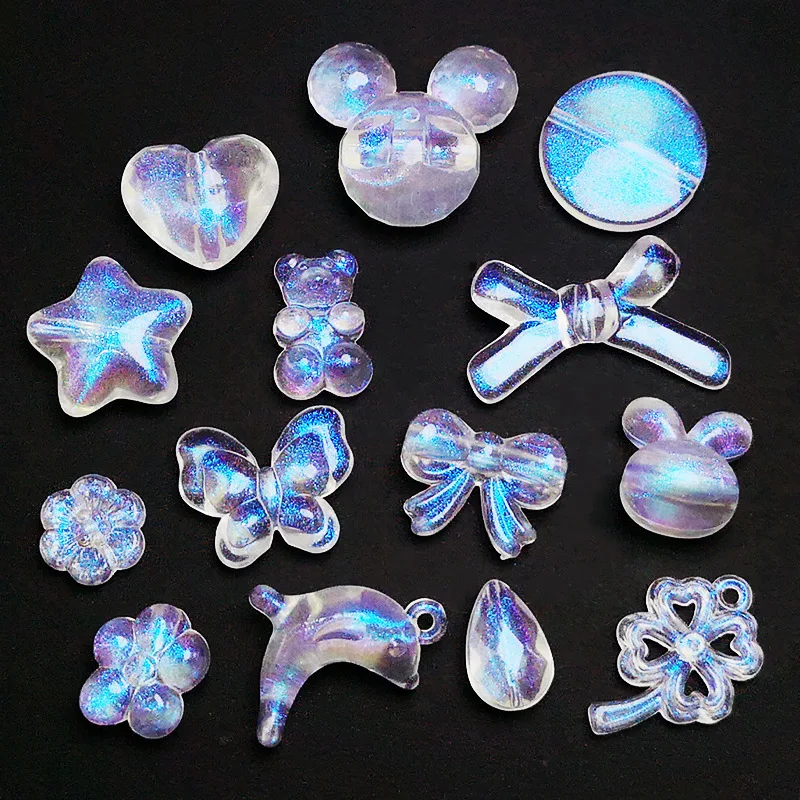 Wholesale acrylic transparent aurora dazzling laser accessories accessories hair rope accessories DIY beads for bracelet product