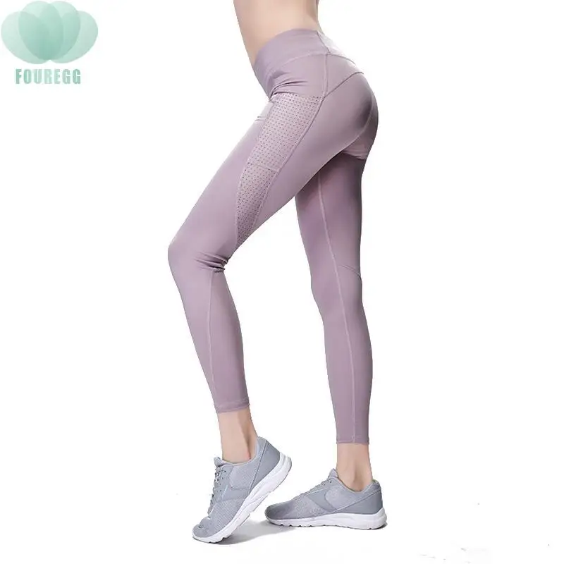 Оптовая продажа, в наличии, женские штаны для йоги с карманами, женские обтягивающие спортивные штаны для бега, тренажерного зала с вырезами и прострочкой ягодиц