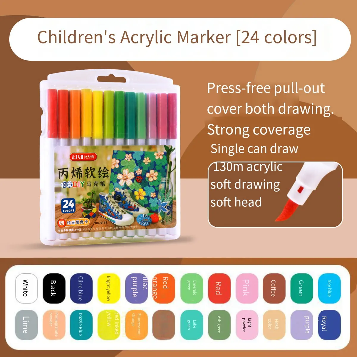 JPS OEM Customized 24-color Permanent DIY Craft Water-based Acrylic Paint Marker Pen Set Suitable For Rock Wood Ceramic Fabric