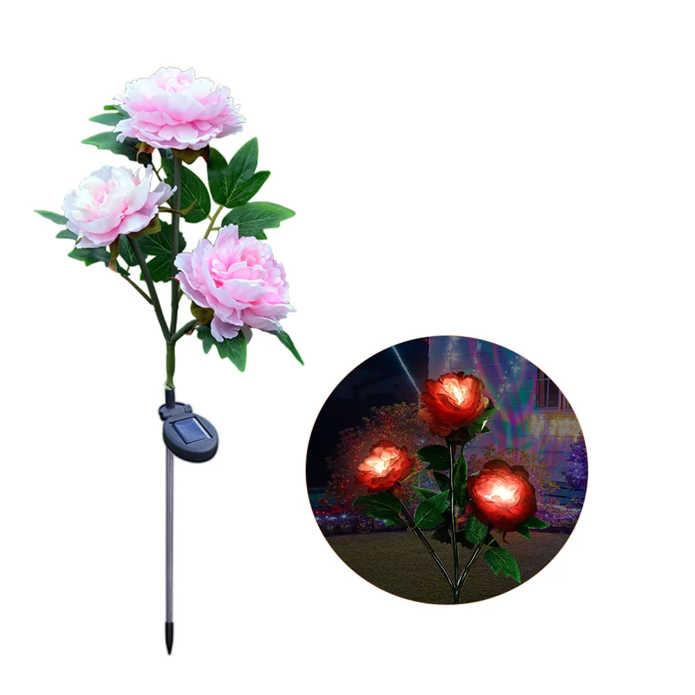 Artificial Home Eternal Solar led light decoration glow in the dark Stabilized Led Bouquet Decor Peony Flower