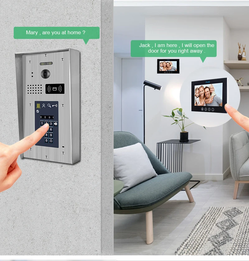 2 wire multi apartments intercom system doorbell 10 inch color video door phone for 7 family