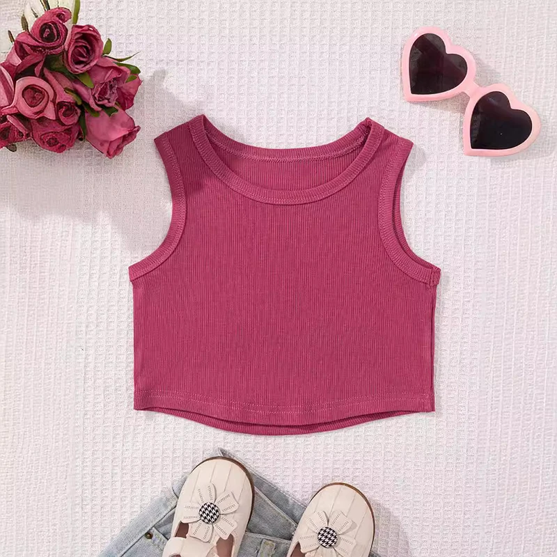 TONGYANG Kids Girl Solid Color Vest Toddler Kids Girls Dance Tank Tops Crop Top Summer Racerback Soft Sleeveless Dance Tops