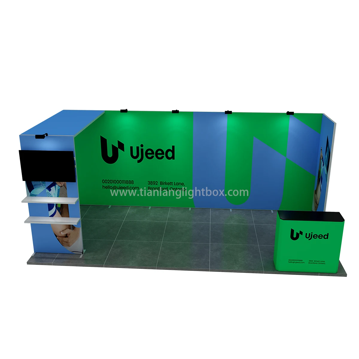 TianLang 10x20 portable trade show stand with toolless modular aluminum frames 3x6 exhibition booth display