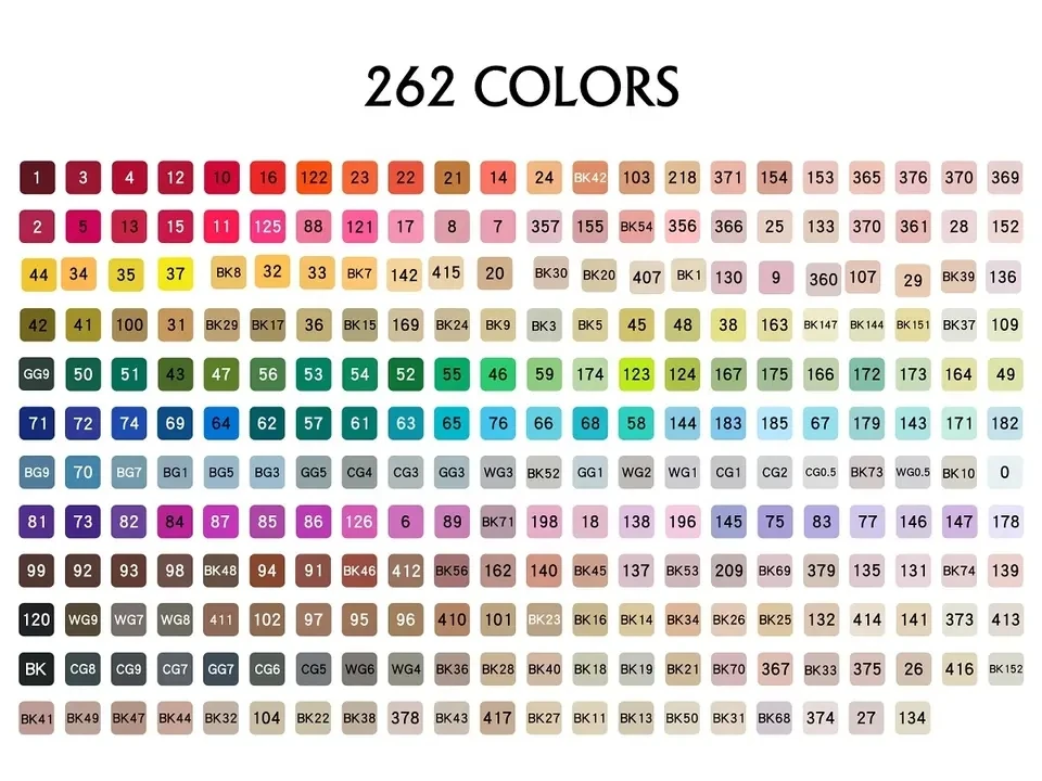 Keep Smiling 262 Colors Dual Tip Permanent Marker Pens Sketch Lettering Drawing Art Marker Pen Set