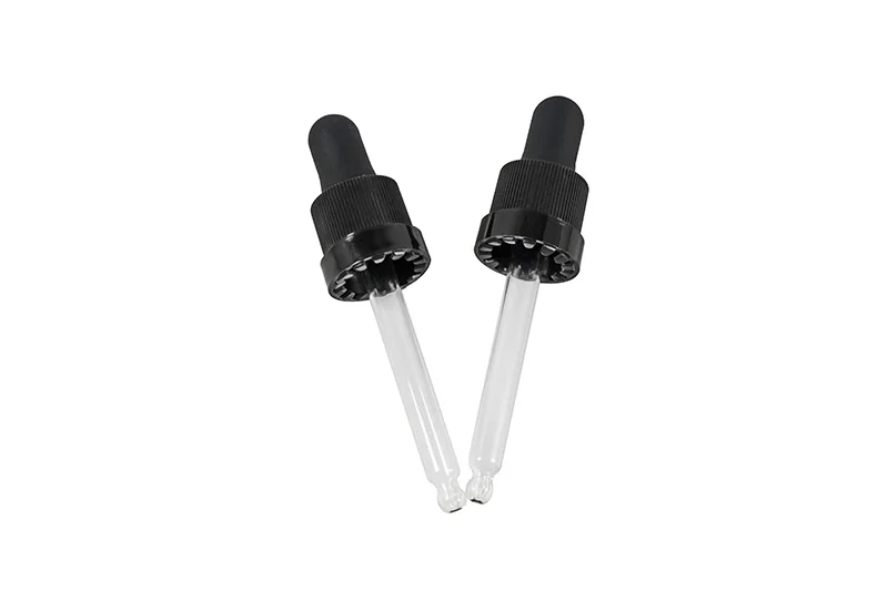 Unique wholesale Din 18mm Tamper Evident Plastic skincare Dropper straight end glass pipette