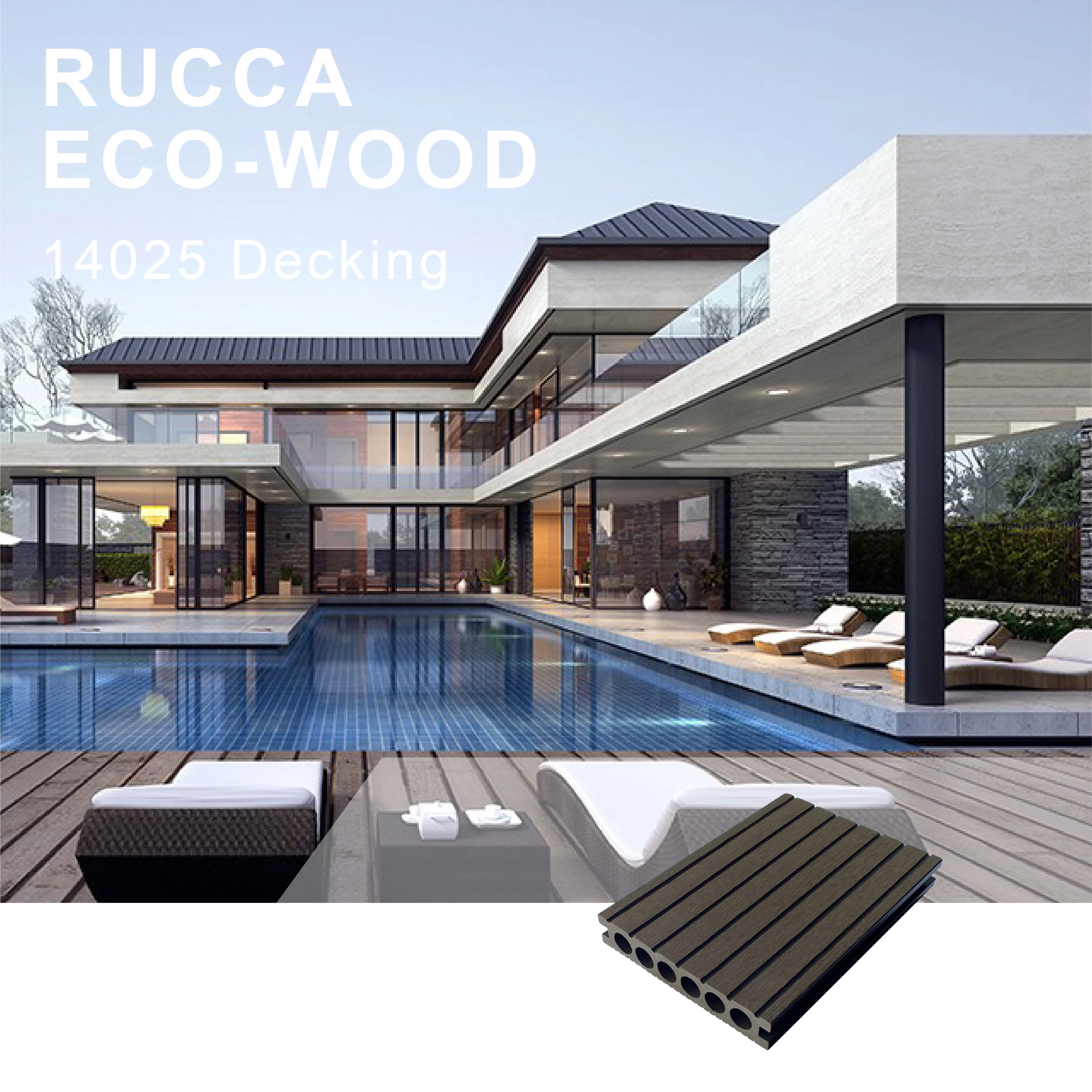 PE round hole Decking wpc floor outdoor 140*25mm pool decking