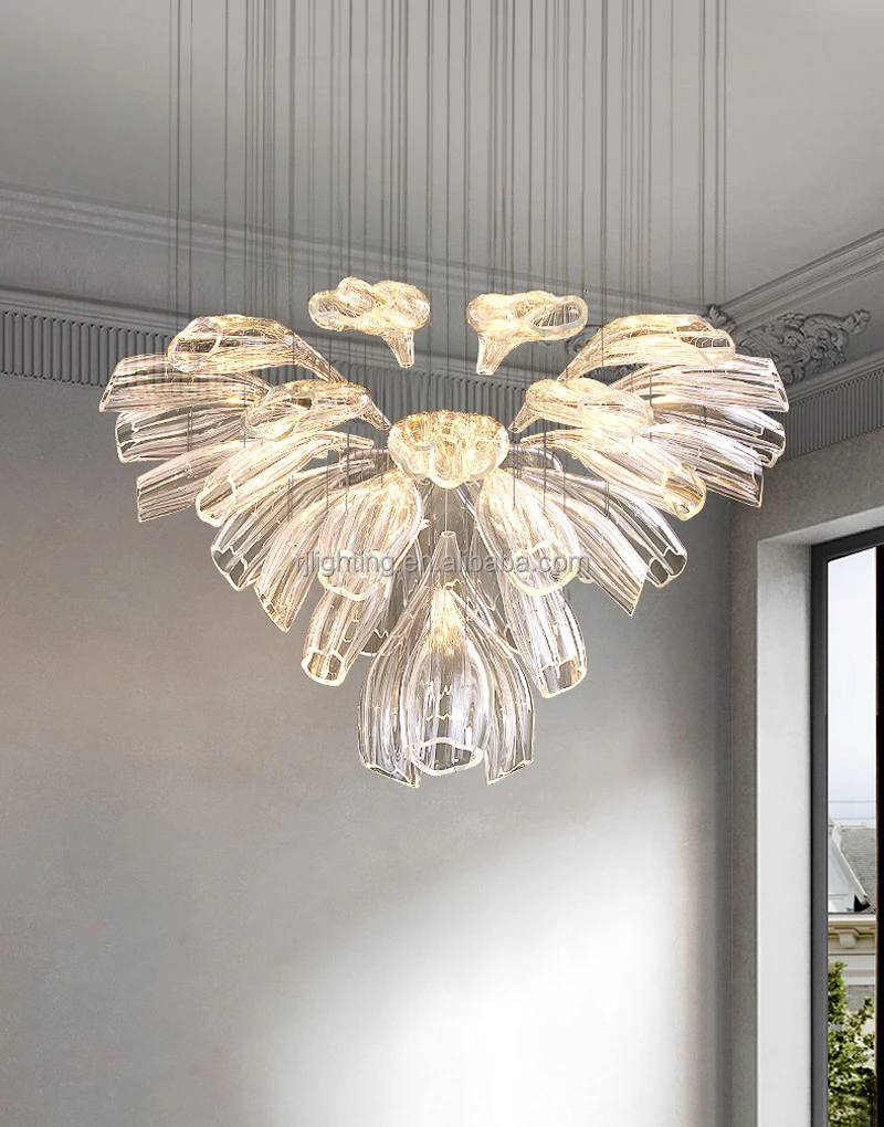 modern customize hotel lobby duplex villa living room lights glass pendant led foyer chandelier