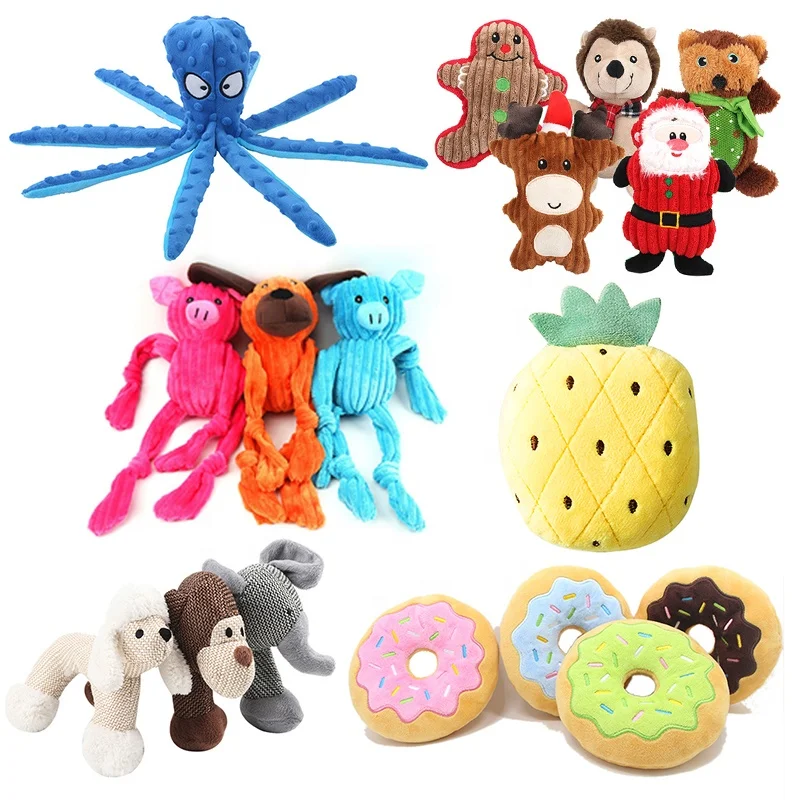  Pet Interactive Dogs Plush Squeaky Chew Toy Dog Puzzle Chewing Soft Toys