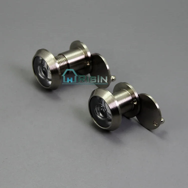 Brass thin door viewer with glass lens