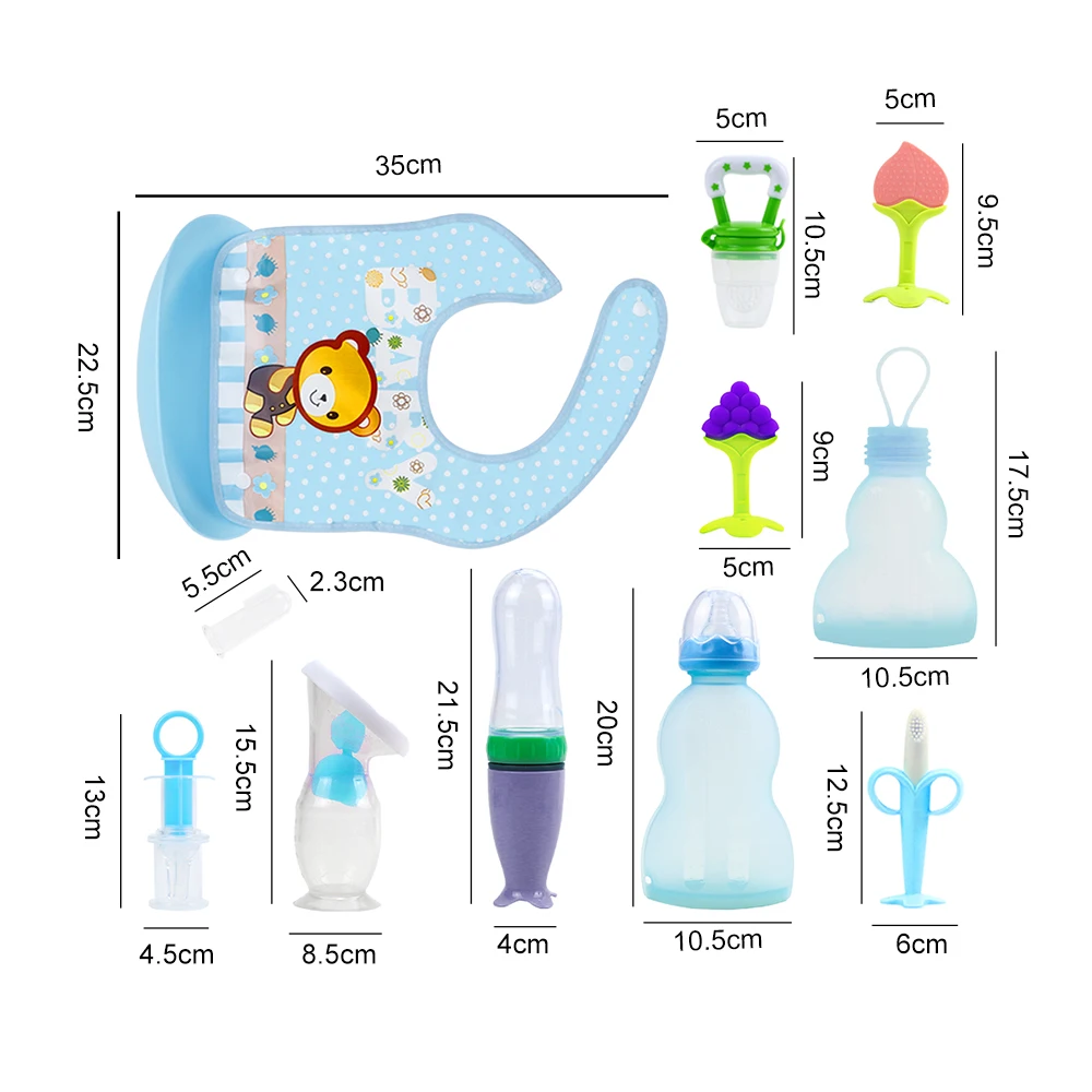 Custom 11 Pcs Breast Pump Cartoon Wholesale Kids Bottle Amazon Top Seller Children Bpa Free Silicone Baby Feeding Set