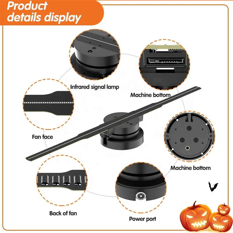 42cm 3D LED Holographic Projector Display  Naked Eye Advertising Machine 3D Hologram Fan