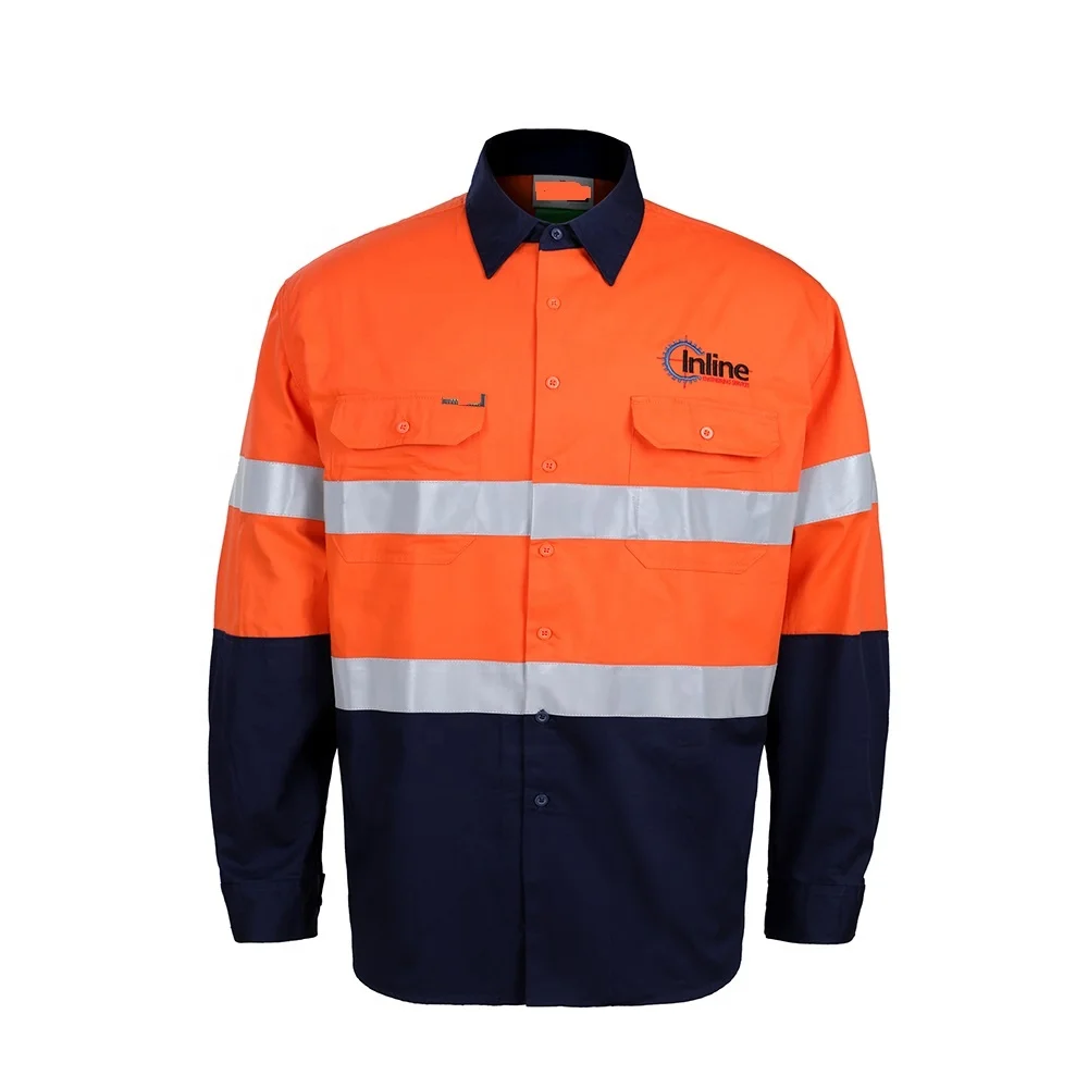 Custom fire resistant shirt upf 50 hi vis Hi vis reflective working shirts