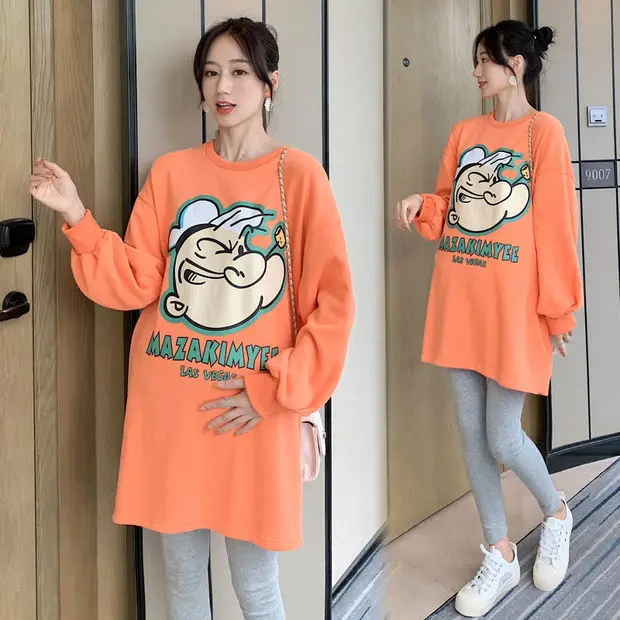 Maternity autumn suit 2021 new fashion models long sleeve large size top for women Spring and Autumn Internet celebrity small