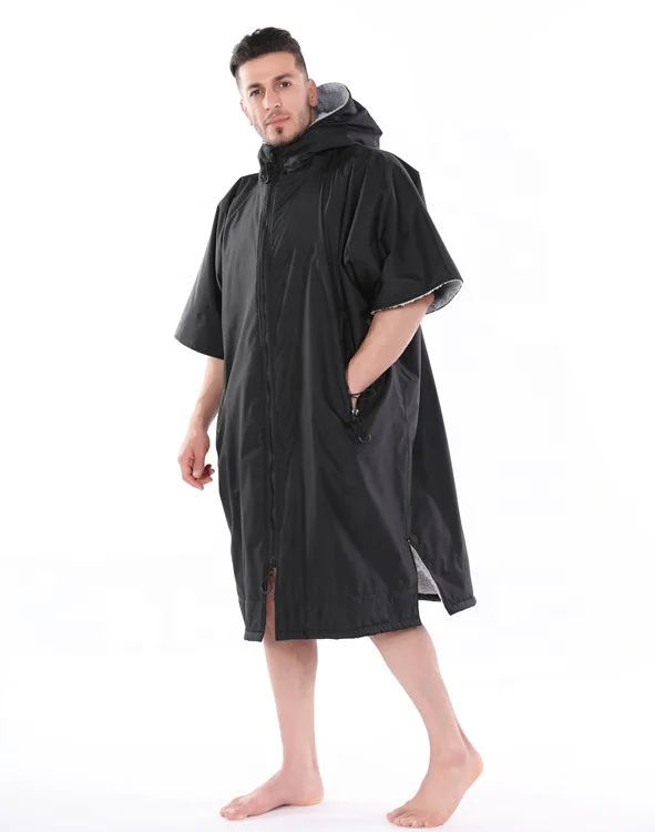 Custom Waterproof Coat Surf Poncho Microfiber Toweling Lining Dry change Robe Adult Swimming Changing Towel Robe