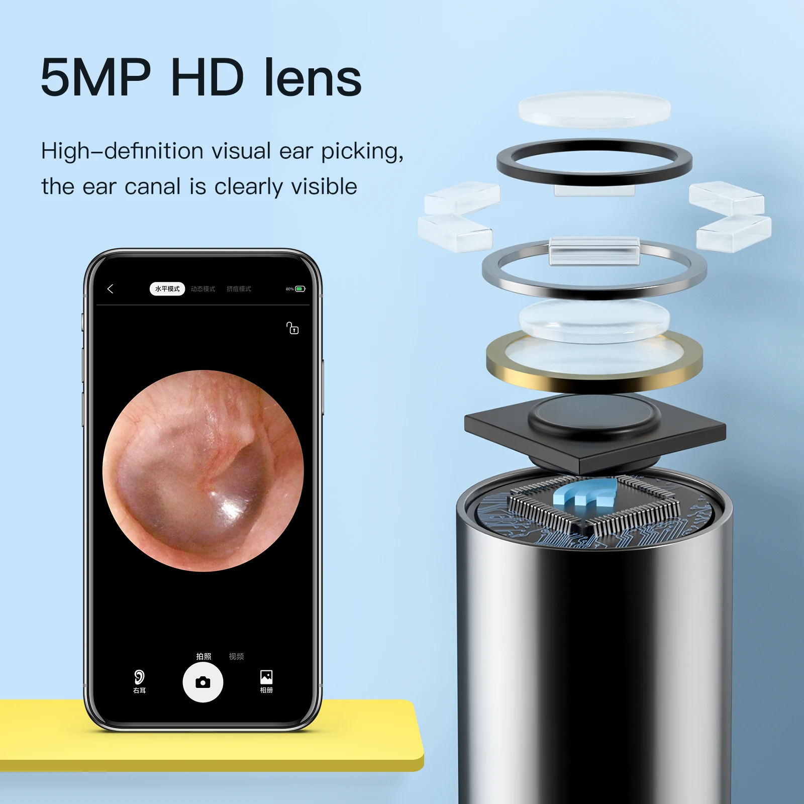 2024 Best Seller  Ear Spoon Wax Remaval Visual iOS Android Digital Ear Cleaning Endoscope WiFi 1080 With Monitor