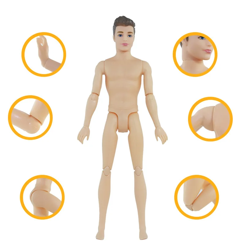 Factory Supply 30cm Movable Joints Plastic Handsome Boy Toy Dolls Clothing Denim Pants Loose Vest Set Doll Clothes Accessories