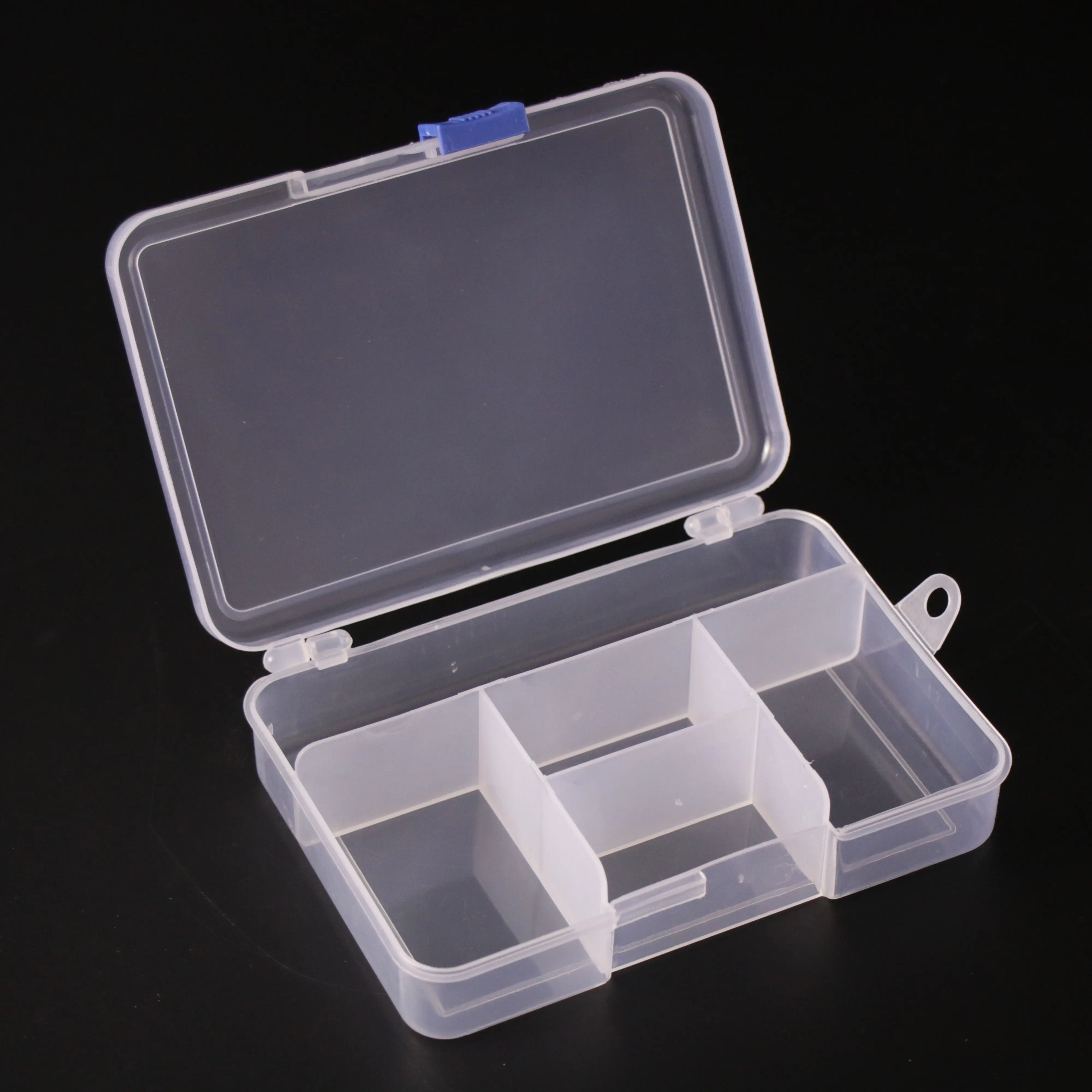 Wholesale Inventory Transparent 5 Grids Transparent PP Accessory  Jewelry Organizer Box Storage Box With Sliding Buckle
