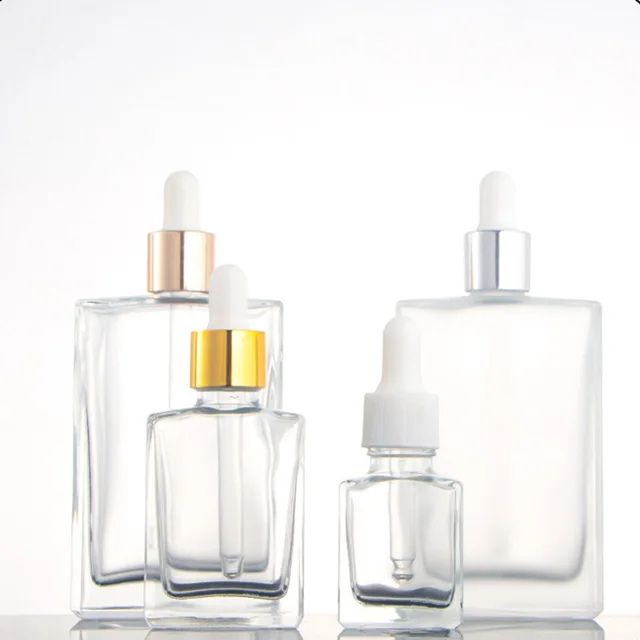 PUTIAN  wholesale 15ml 30ml 50ml 100ml square clear glass dropper bottle rectangle for essential oil