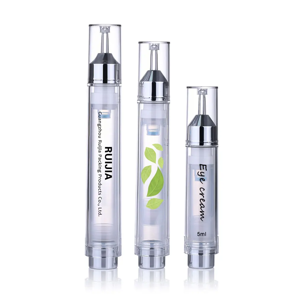 5ml 10ml 15ml Syringe Shaped Airless Roll On Bottle Small Airless Eye Cream Tube Cosmetic Airless Syringe Bottle