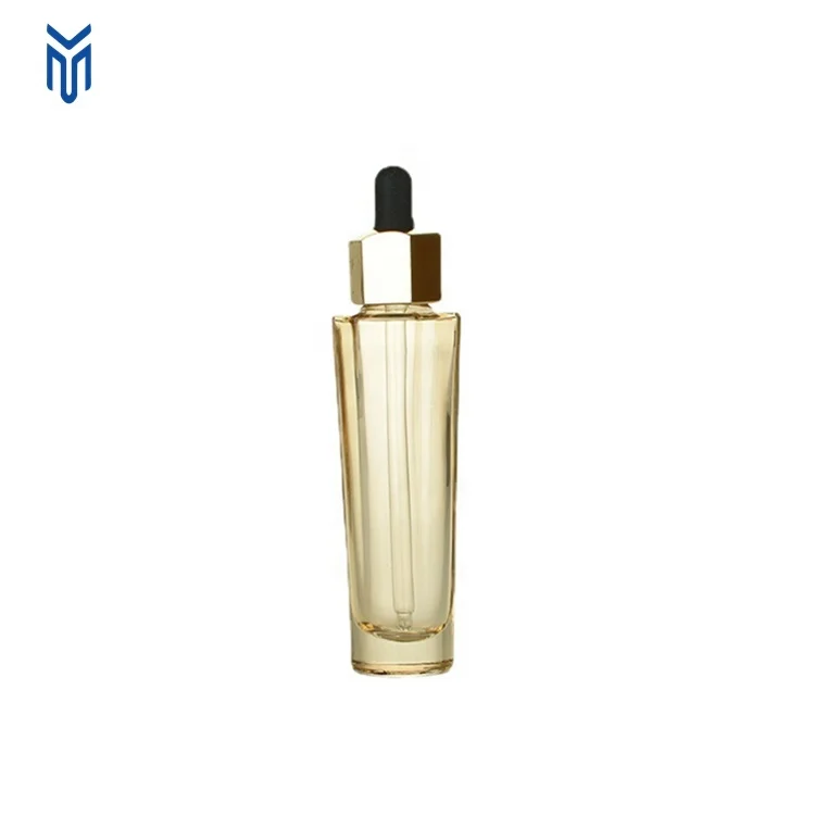 luxury 30ml 50ml golden Hexagon Essential Oil essence serum Glass Bottle Droppers cap With Pipette