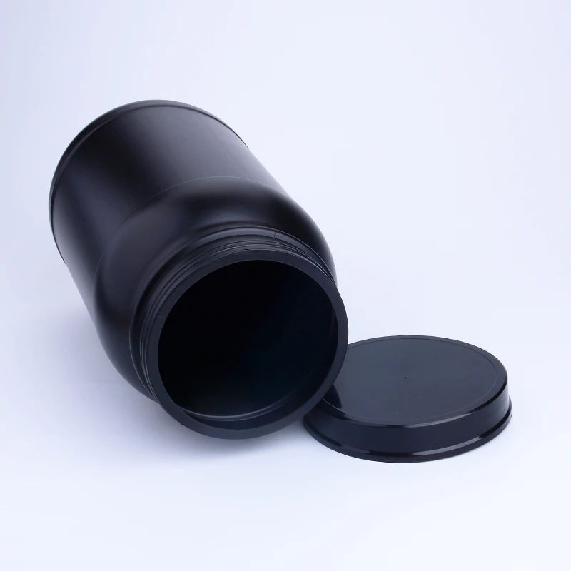 Label Custom 3000ml Plastic Protein Jar Black Wide Mouth Whey Protein Jar Plastic Bottle For Powder