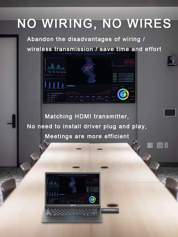 50M Hdmi Wireless 1 Transmitter and 2 Receiver Set Audio Video Extender To 2 RX 1x2 Same Screen