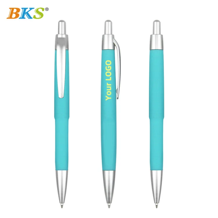 BKS Soft wholesale hotel Cheap Rubber Coated Finishing Multi Colors custom LOGO Printed custom Plastic ballpoint pen