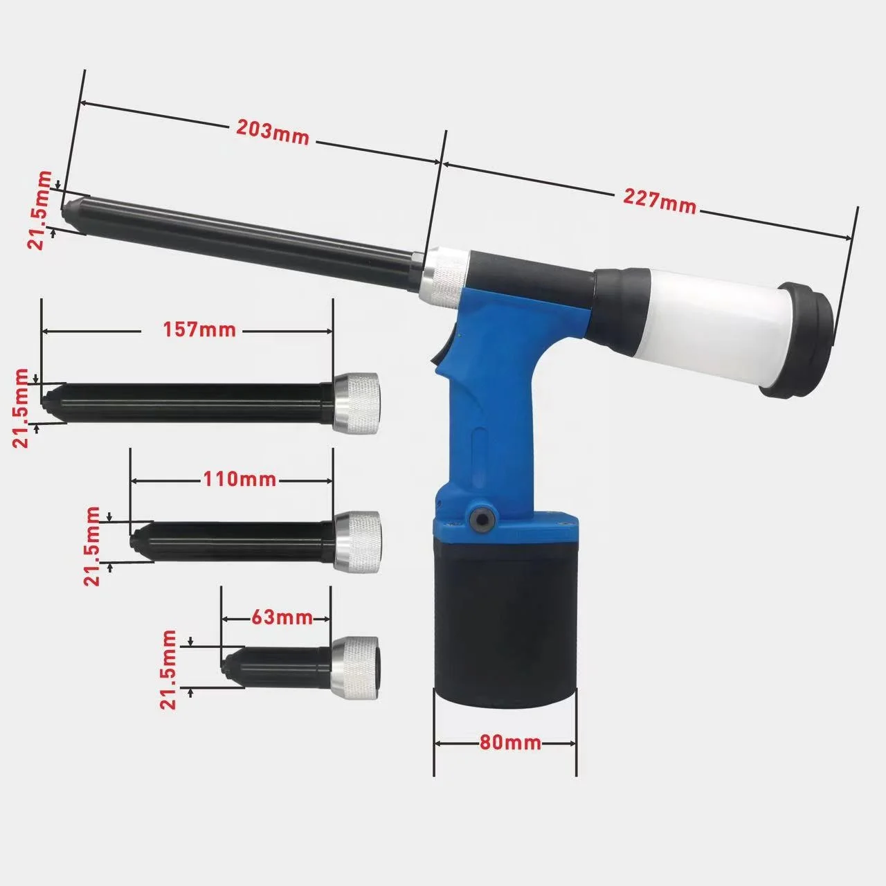 2.4-4.8mm Strong Pull Force Hydraulic Riveter Customizable OEM Air Nut Rivet Gun