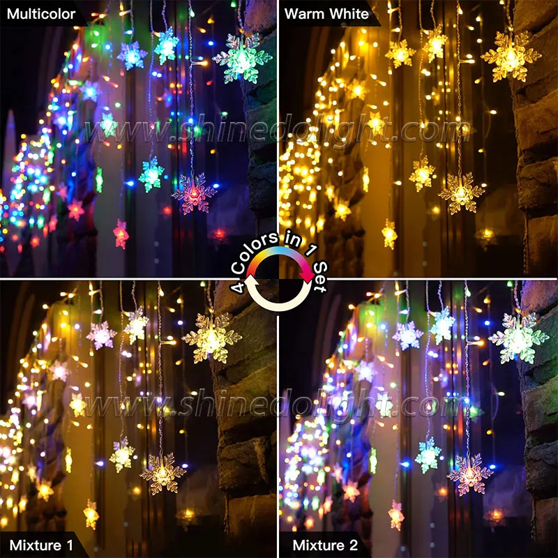 LED outdoor waterproof snowflake Christmas eave hanging light Crystal snowflake string light for Christmas holiday decoration
