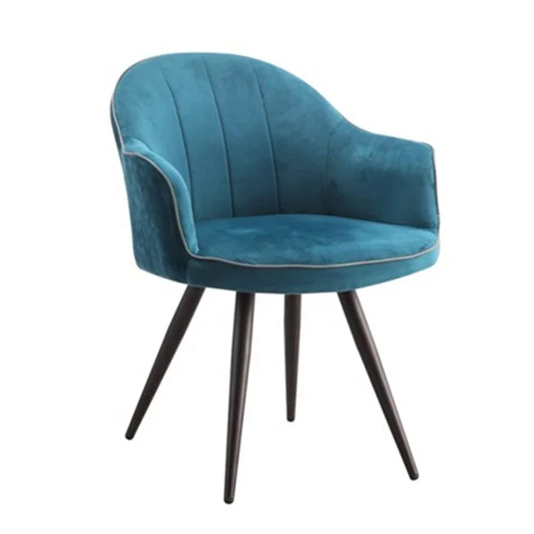 
Modern Living Room Accent Chair Leisure Navy blue Velvet Upholstered Dining Chair 
