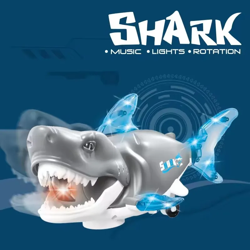 KSF Hot Selling Electric Toys Ocking Gimbal Shark Universal Wheel Shark Kids Children Toys Car With Light Music Funny Toys